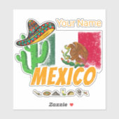 Mexico -  cactus met vlag Sombrero Souvenir Sticker (Vel)