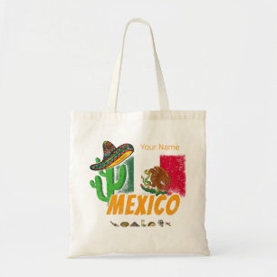 Mexico - cactus met vlag Sombrero Souvenir Tote Bag