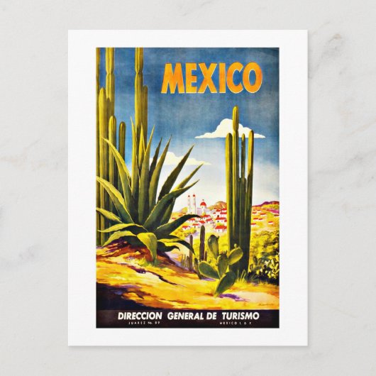 Mexico Cactus Vintage Travel Briefkaart (Voorkant)