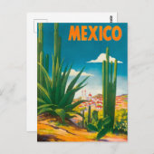 Mexico Cactus Vintage Travel Briefkaart (Voorkant / Achterkant)