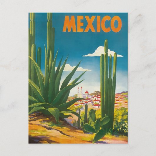 Mexico Cactus Vintage Travel Briefkaart (Voorkant)