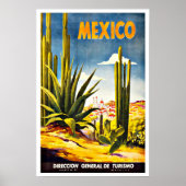 Mexico Cactus Vintage Travel Poster (Voorkant)