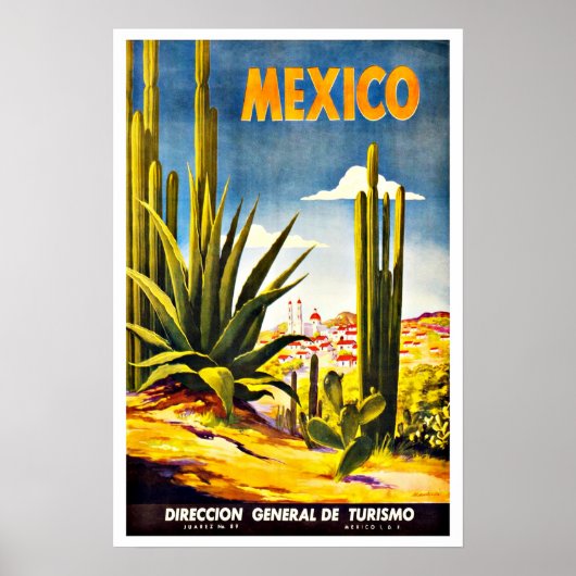 Mexico Cactus Vintage Travel Poster (Voorkant)