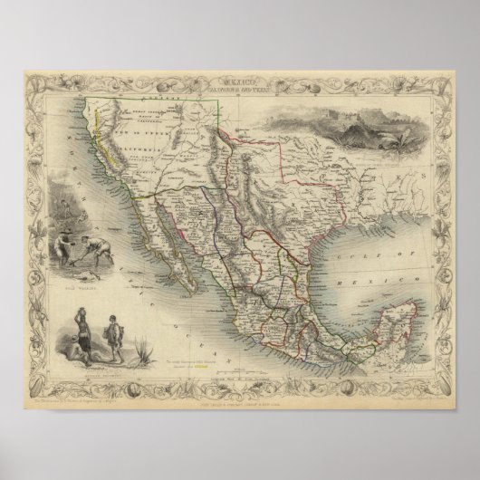 Mexico, Californië en Texas Poster (Voorkant)