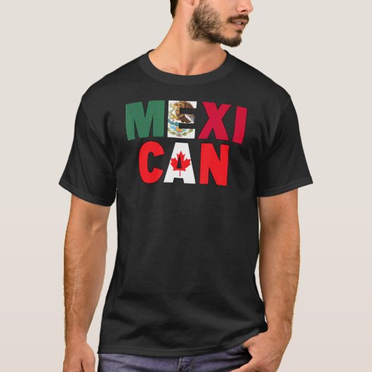 Mexico Canada vlag Geëigend voor Half Canada Mexic T-shirt (Voorkant)