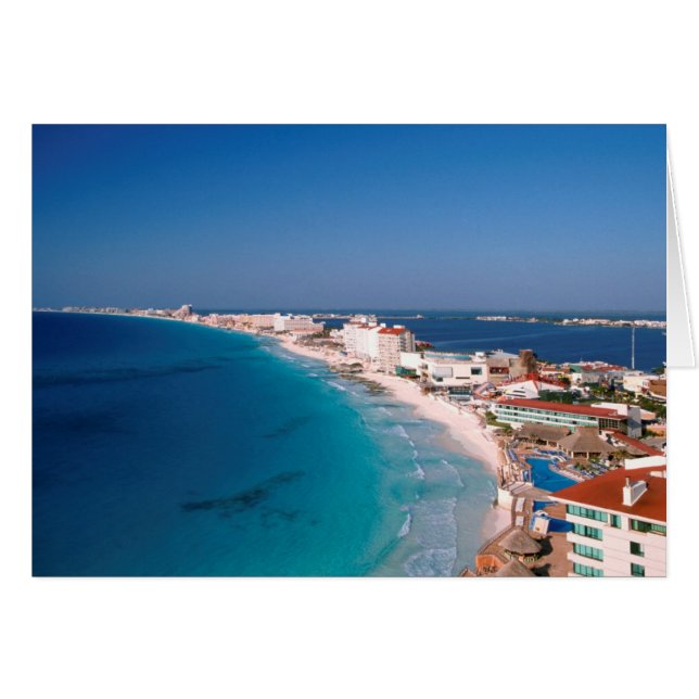Mexico, Cancun, Uitzicht van hotels vanuit de luch (Voorkant Horizontaal)