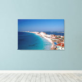 Mexico, Cancun, Uitzicht van hotels vanuit de luch Canvas Afdruk (Insitu (Houten vloer))