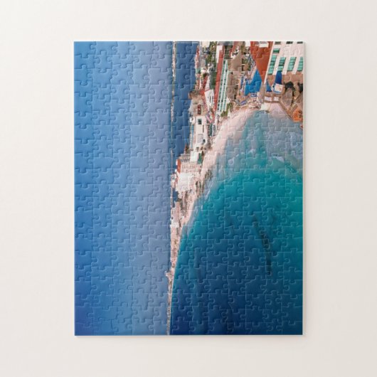 Mexico, Cancun, Uitzicht van hotels vanuit de luch Legpuzzel (Verticaal)