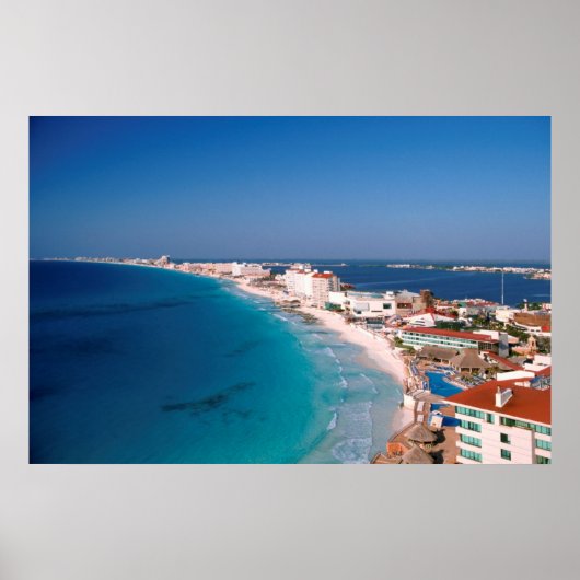 Mexico, Cancun, Uitzicht van hotels vanuit de luch Poster (Voorkant)