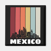  Mexico CDMX Cityscape Retro Sunset Magneet (Voorkant)