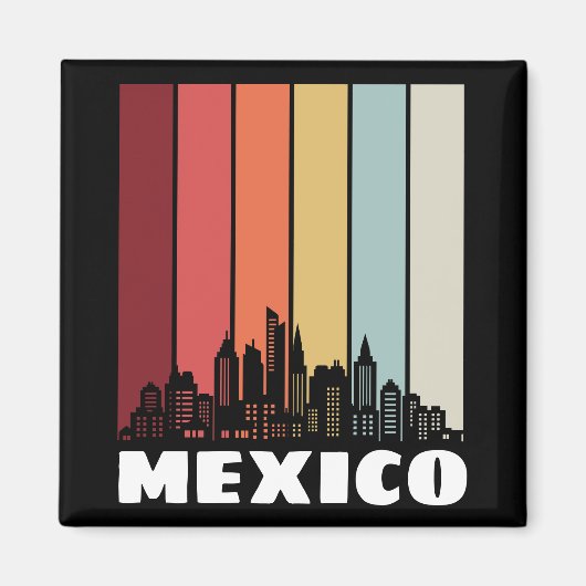  Mexico CDMX Cityscape Retro Sunset Magneet (Voorkant)