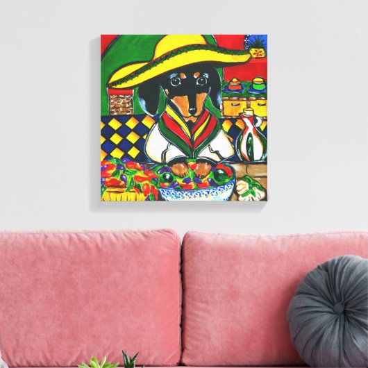 MEXICO CHEF DACHSHUND CANVAS AFDRUK (Insitu (Woonkamer))