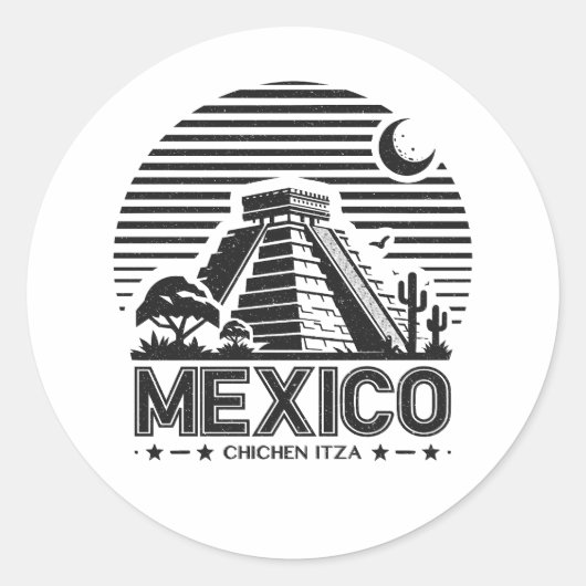Mexico Chichen Itza Ronde Sticker (Voorkant)
