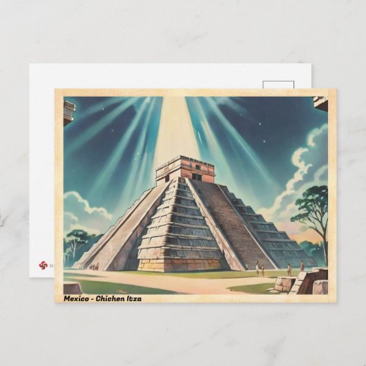 Mexico Chichen Itza Vintage Reizen Briefkaart (Voorkant / Achterkant)