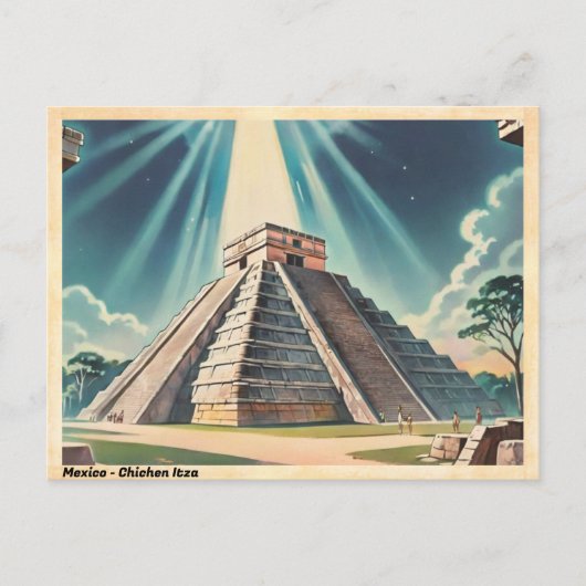 Mexico Chichen Itza Vintage Reizen Briefkaart (Voorkant)