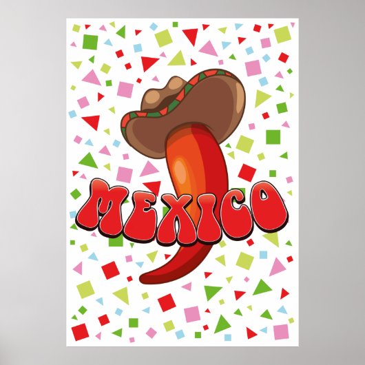 Mexico Chili Peper cute feestje Poster (Voorkant)