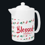 MEXICO Christelijk, zonder toevoeging van scripts  Theepot<br><div class="desc">Viel je geloof en je MEXICO-erfgoed in als je de volgende keer geniet van het maken van je hete drink in deze stijlvolle theepot. Overzicht van MEXICO in een diagonaal betegeld patroon, met de verwijzing van de Schrift Ephesians 1:3 (Gezegeld met elke spirituele zegening). Dit zou een ideaal geschenk zijn...</div>