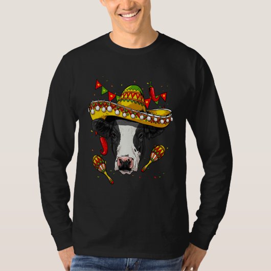 Mexico Cinco de Mayo Cow Sombrero Mexican Party Co T-shirt (Voorkant)