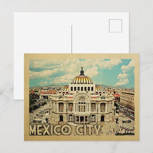 Mexico City Briefkaart Vintage Travel Briefkaart (Voorkant / Achterkant)