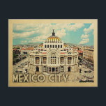 Mexico City Briefkaart Vintage Travel Briefkaart<br><div class="desc">Het ontwerp van de stad Mexico in de stijl van Vintage Travel,  met het Palacio de Bellas Artes of het Paleis van Bellas Artes.</div>