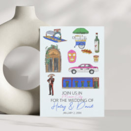 Mexico City bruiloft Waterverf Save The Date