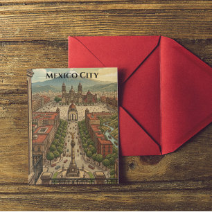 Mexico City CDMX Oude Reis Stad Uitzicht Briefkaart