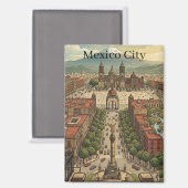 Mexico City CDMX Oude Reis Stad Uitzicht Magneet (Voorkant / Achterkant)