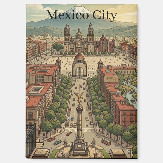 Mexico City CDMX Oude Reis Stad Uitzicht Magneet (Voorkant)