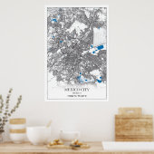 Mexico City Central America Travel Street Map Poster (Keuken)
