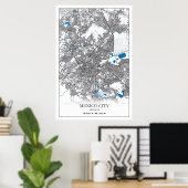 Mexico City Central America Travel Street Map Poster (Thuiskantoor)