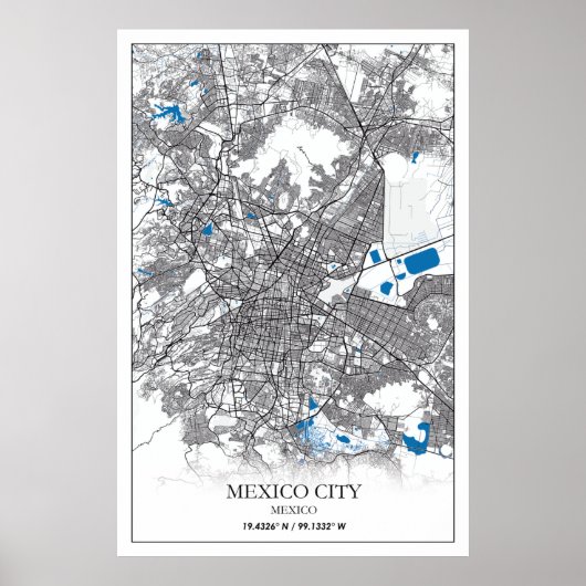 Mexico City Central America Travel Street Map Poster (Voorkant)
