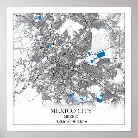 Mexico City Central America Travel Street Map Poster (Voorkant)