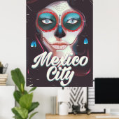 Mexico City Day of the Dead reisposter Poster (Thuiskantoor)