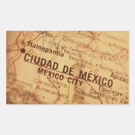 MEXICO CITY  kaart Rechthoekige Sticker (Voorkant)