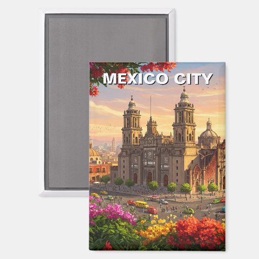 Mexico City-kathedraal Magneet (Voorkant / Achterkant)