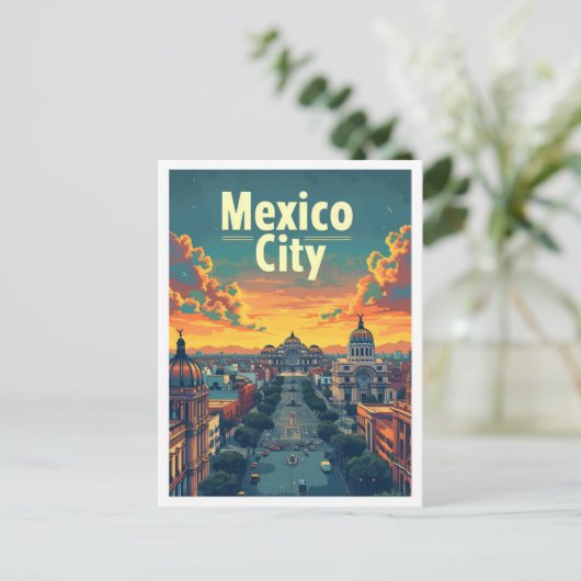 Mexico City  Kunst Reizen Illustratie Briefkaart (Staand voorkant)