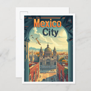 Mexico City  Kunst Reizen Illustratie Briefkaart