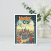 Mexico City  Kunst Reizen Illustratie Briefkaart (Staand voorkant)