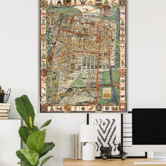  Mexico City Map Poster (Thuiskantoor)