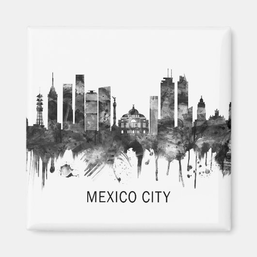 Mexico City Mexico Skyline BW Magneet (Voorkant)