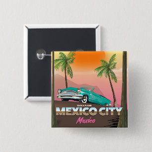 Mexico City, Mexico vakantieposter Vierkante Button 5,1 Cm
