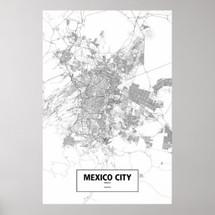 Mexico City, Mexico (zwart op wit) Poster