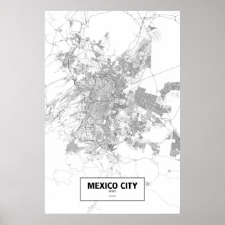 Mexico City, Mexico (zwart op wit) Poster