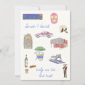Mexico City save the date met tekeningen Kaart (Voorkant)