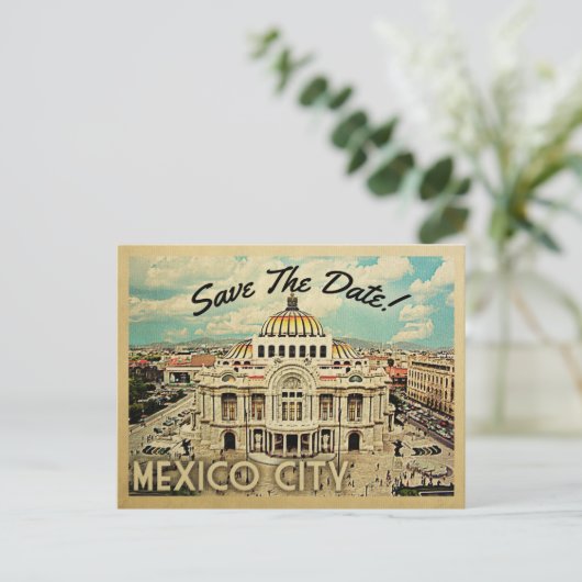 Mexico City Save the Date Palacio de Bellas Artes Aankondigingskaart (Staand voorkant)
