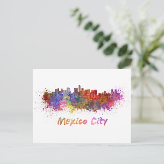 Mexico City skyline in waterverf Briefkaart (Staand voorkant)