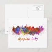 Mexico City skyline in waterverf Briefkaart (Voorkant / Achterkant)