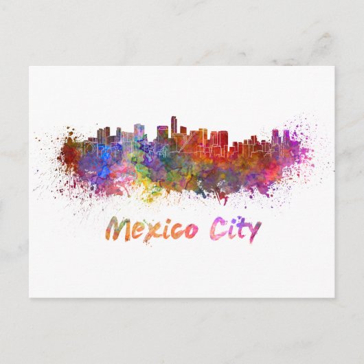 Mexico City skyline in waterverf Briefkaart (Voorkant)