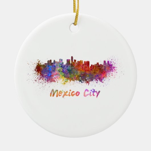 Mexico City skyline in waterverf Keramisch Ornament (Voorkant)