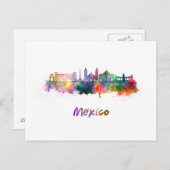 Mexico City V2 skyline in watercolor Briefkaart (Voorkant / Achterkant)